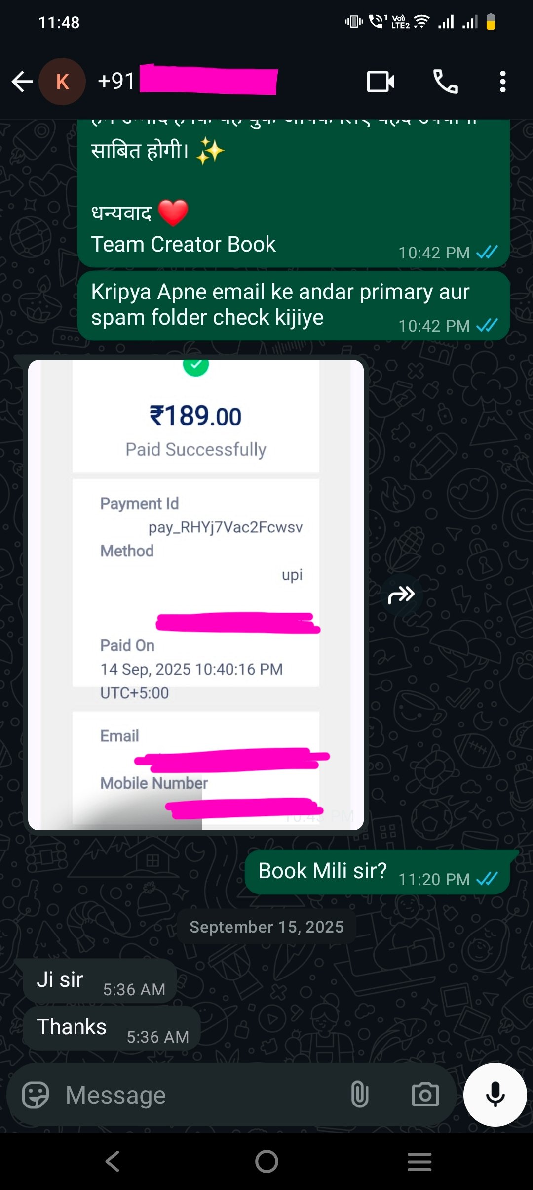 WhatsApp पर eBook डिलीवरी का प्रूफ 5